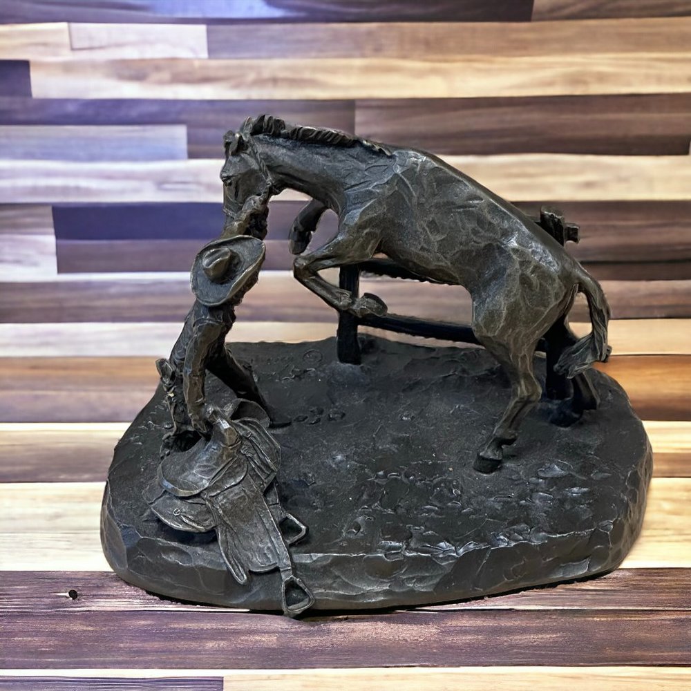 Vintage Philip Kraczkowski - The American West Pewter Statue "Saddle Shy"